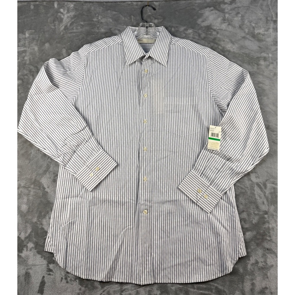 Perry Ellis Mens XL Blue White‎ Striped Dobby Cotton Button Down Shirt NWT